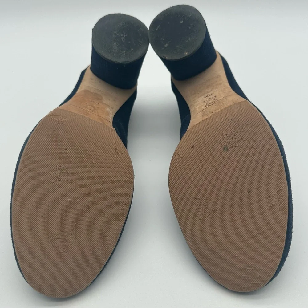Tory Burch Therese Dark Blue Suede Block Heels